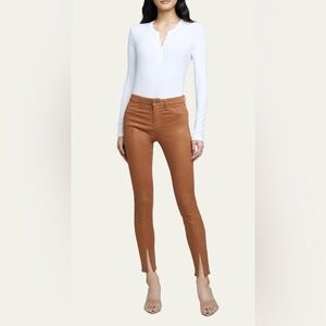 L’Agence Coated Slit Front Denim